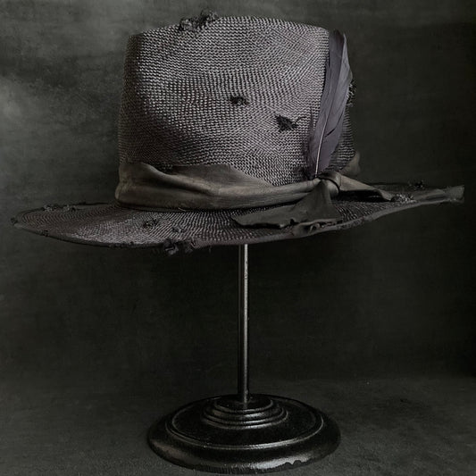 Double black sisol damage fedora hat