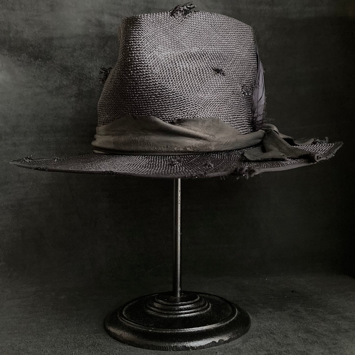 Double black sisol damage fedora hat