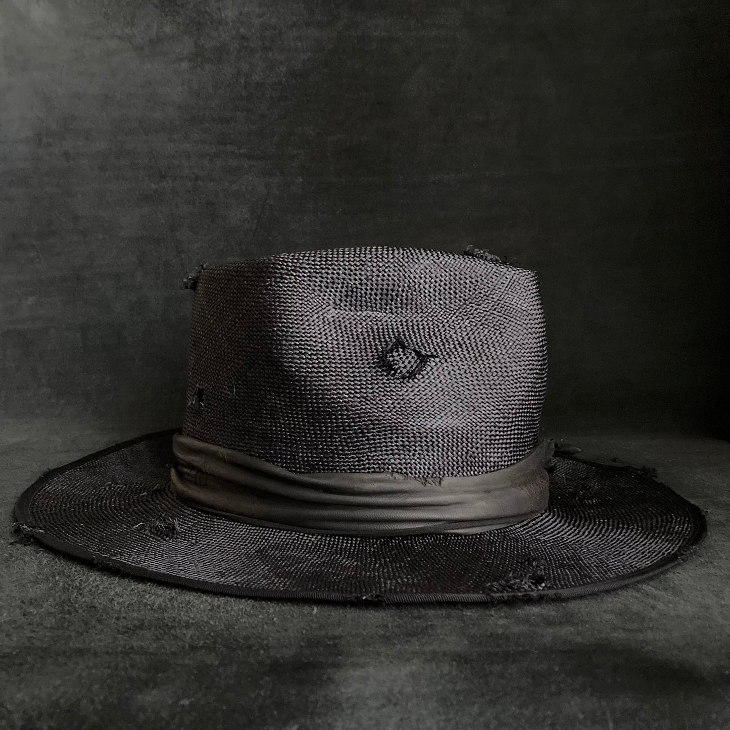 Double black sisol damage fedora hat