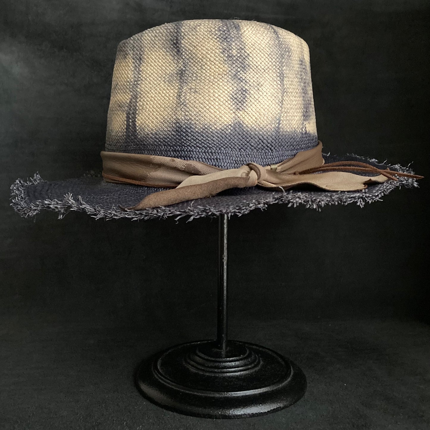 Navy old pattern dyeing panama hat