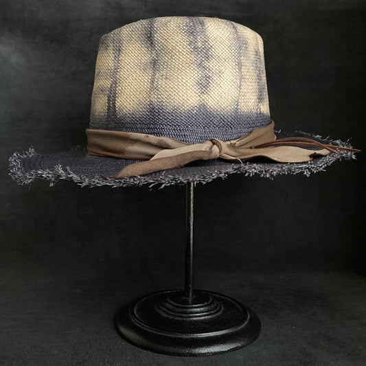 Navy old pattern dyeing panama hat