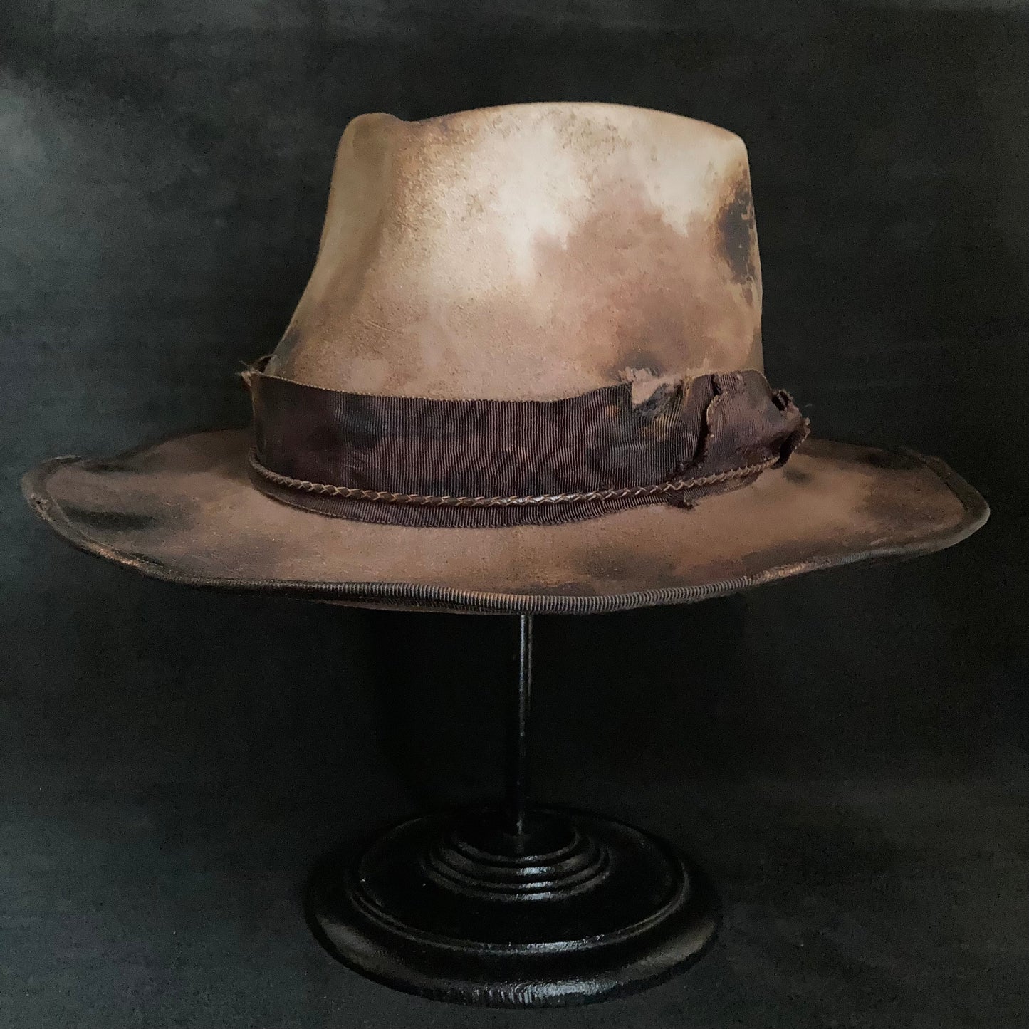 Hand-dyed brown fedora hat