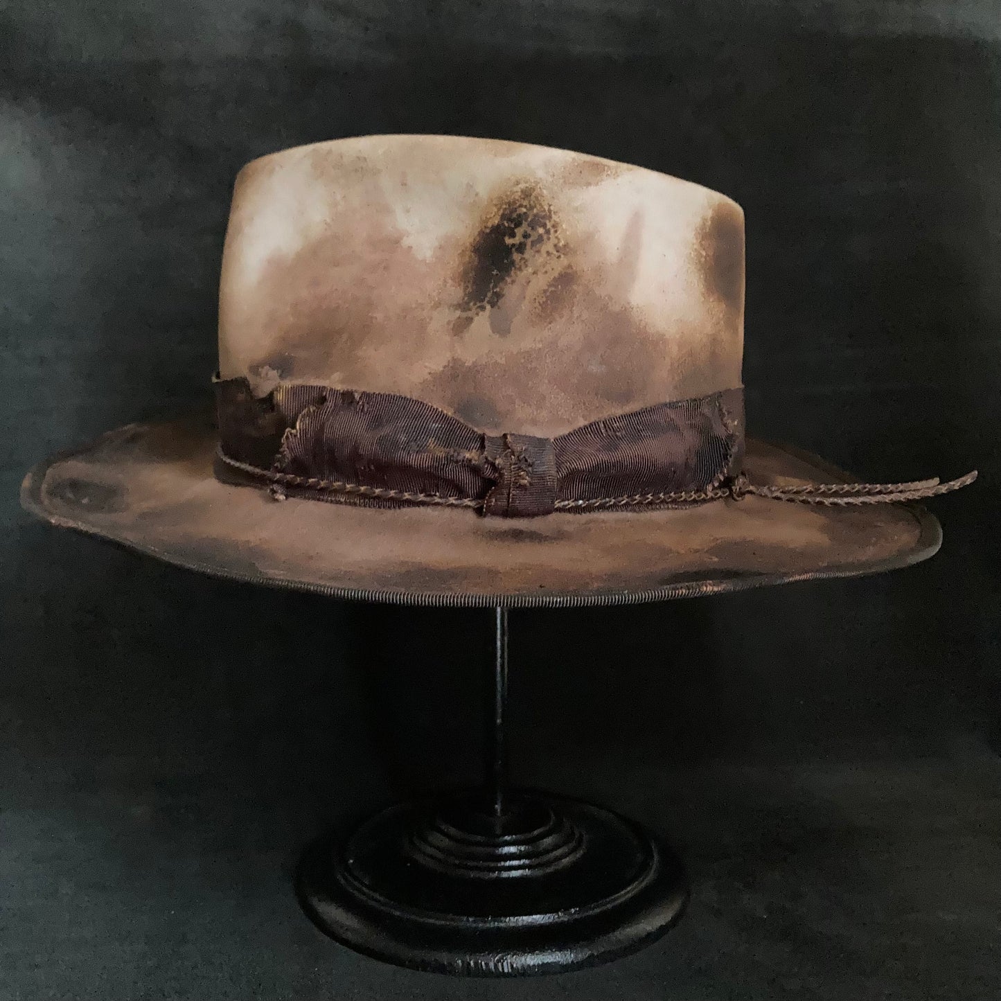 Hand-dyed brown fedora hat