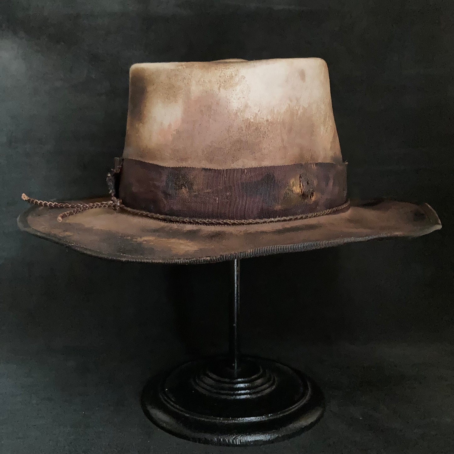 Hand-dyed brown fedora hat