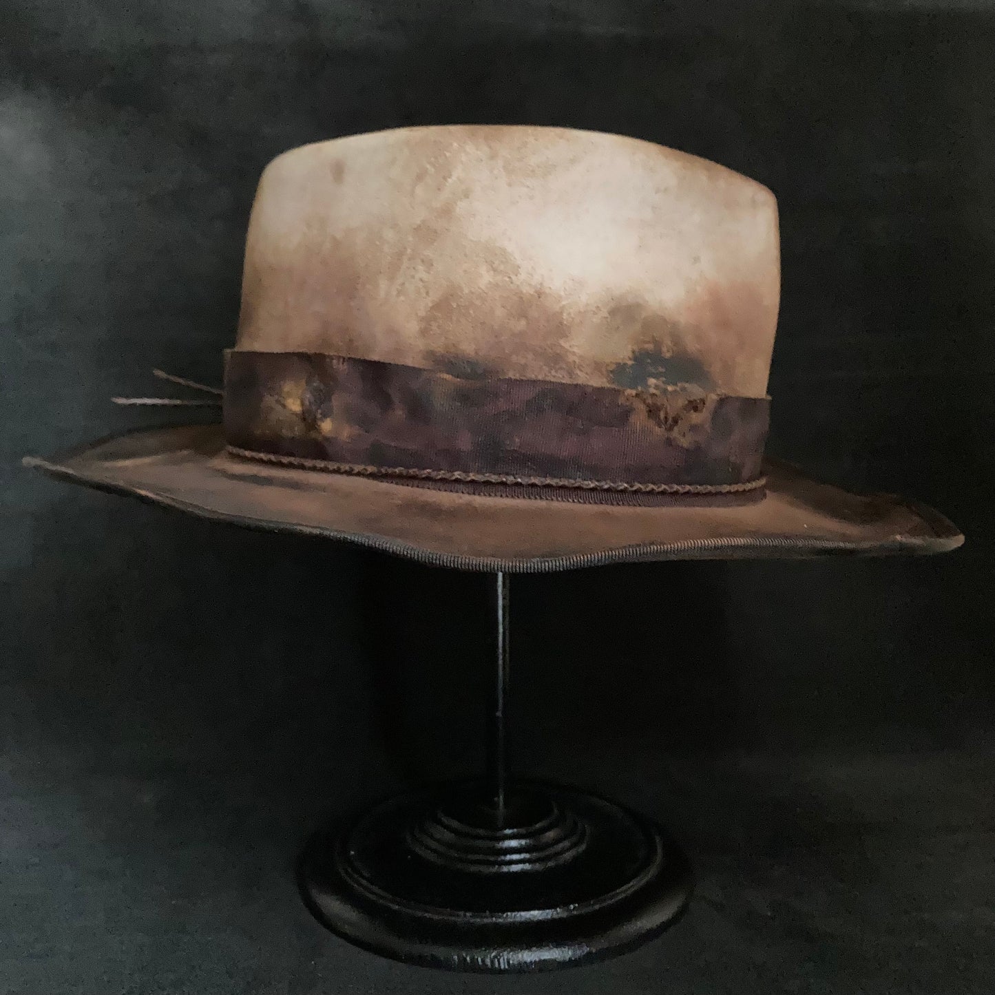 Hand-dyed brown fedora hat