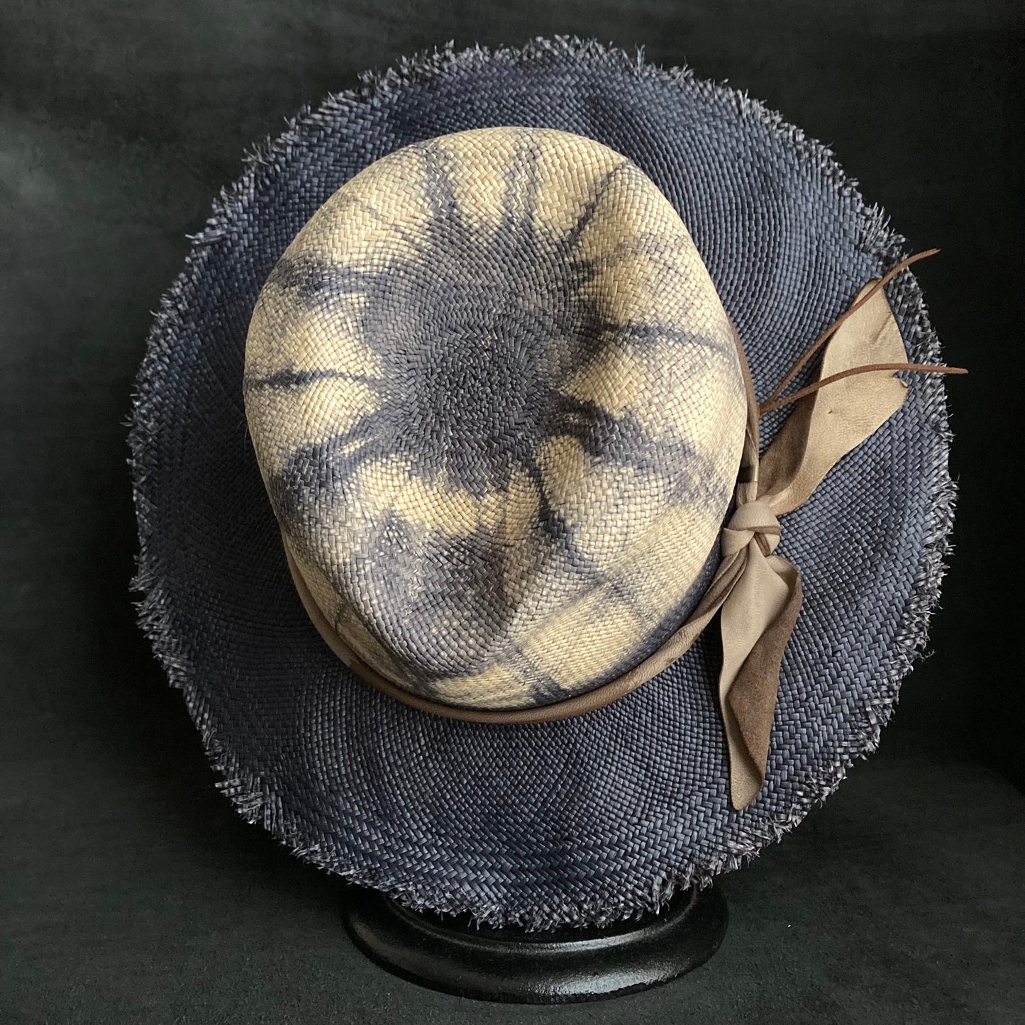 Navy old pattern dyeing panama hat