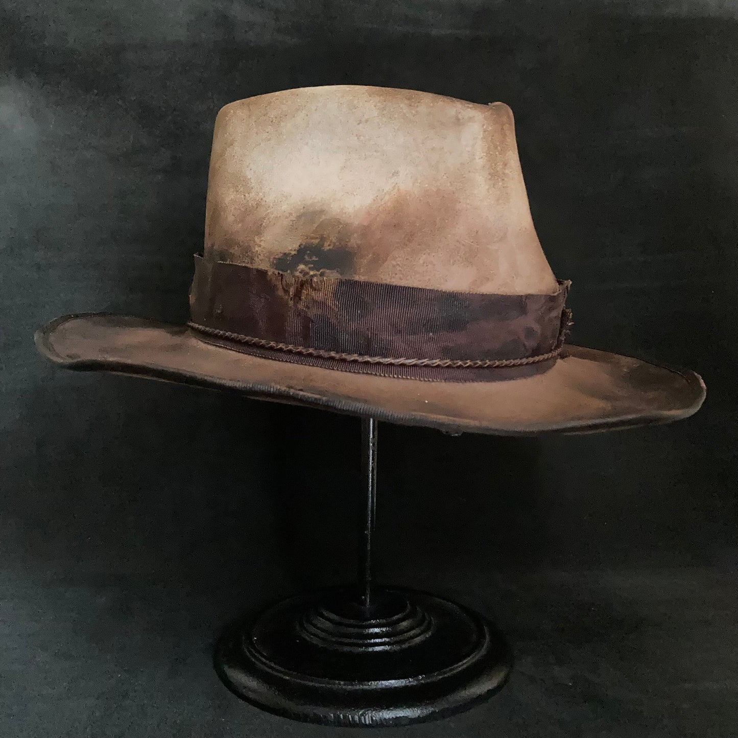 Hand-dyed brown fedora hat