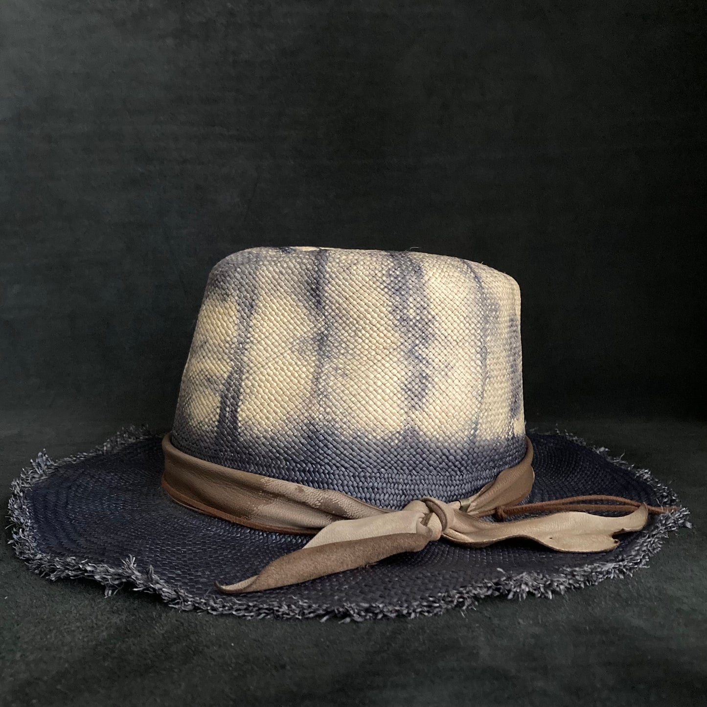 Navy old pattern dyeing panama hat