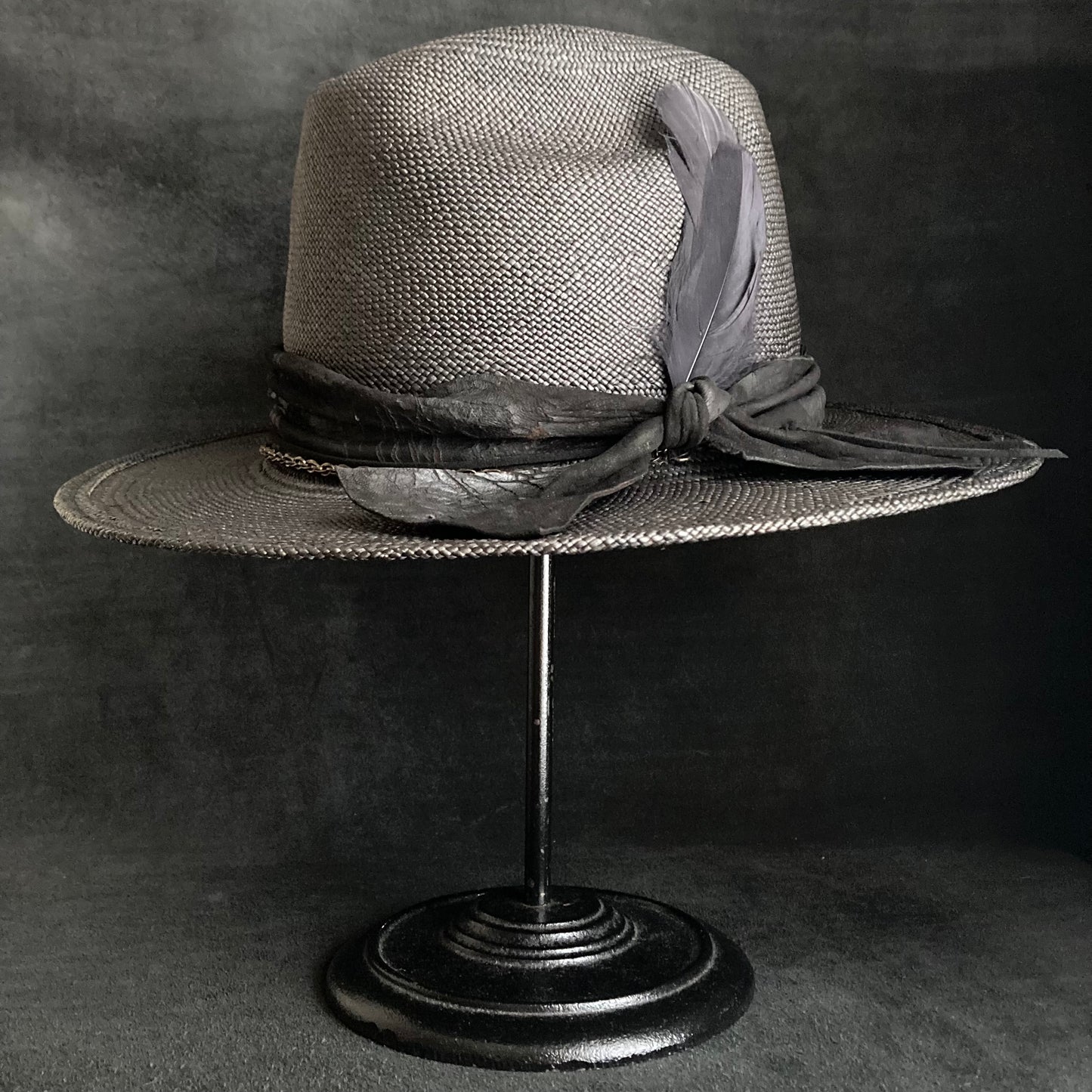 Black brave western panama hat