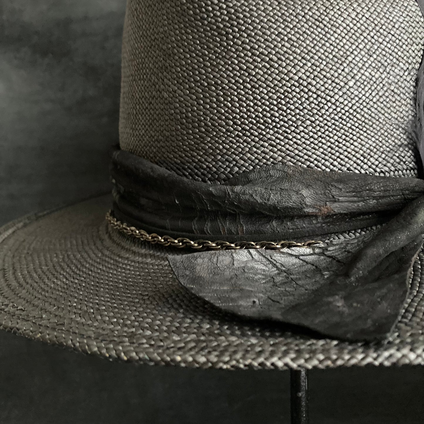 Black brave western panama hat