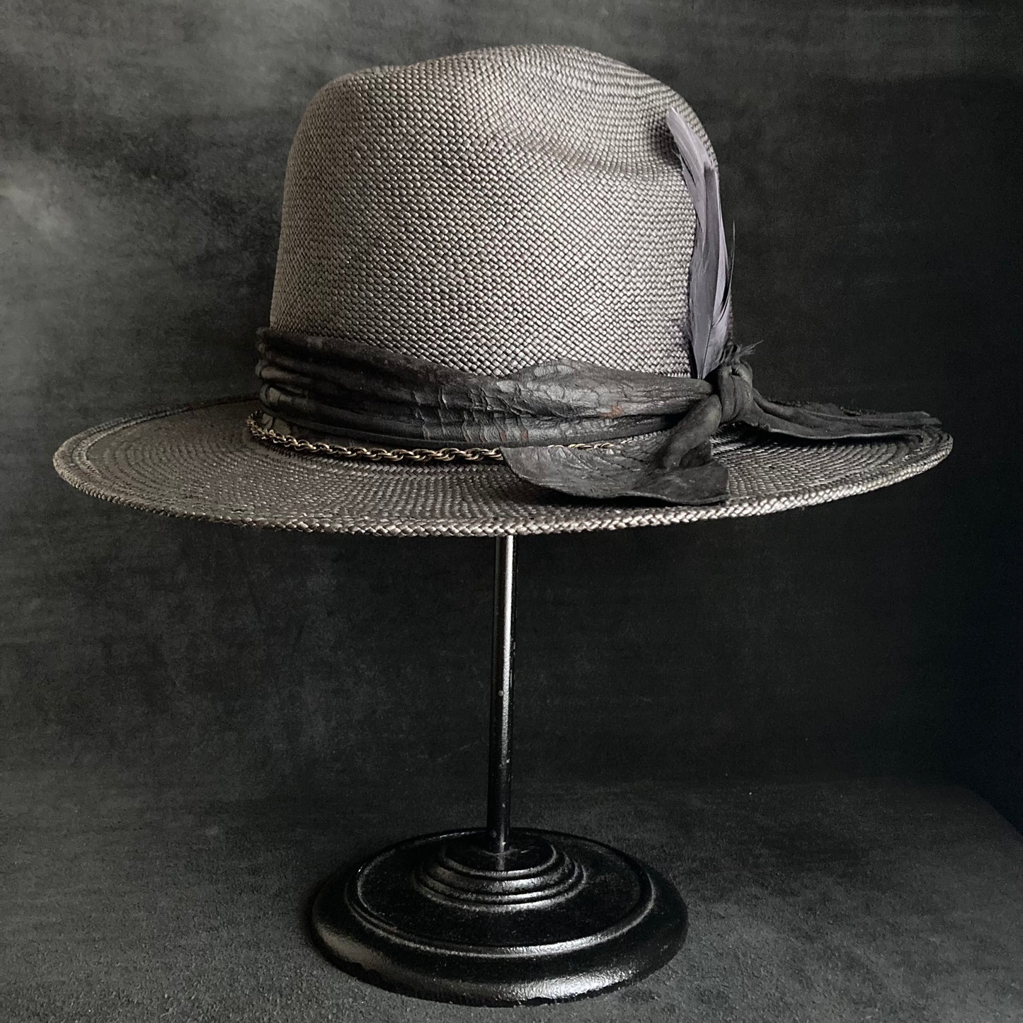 Black brave western panama hat