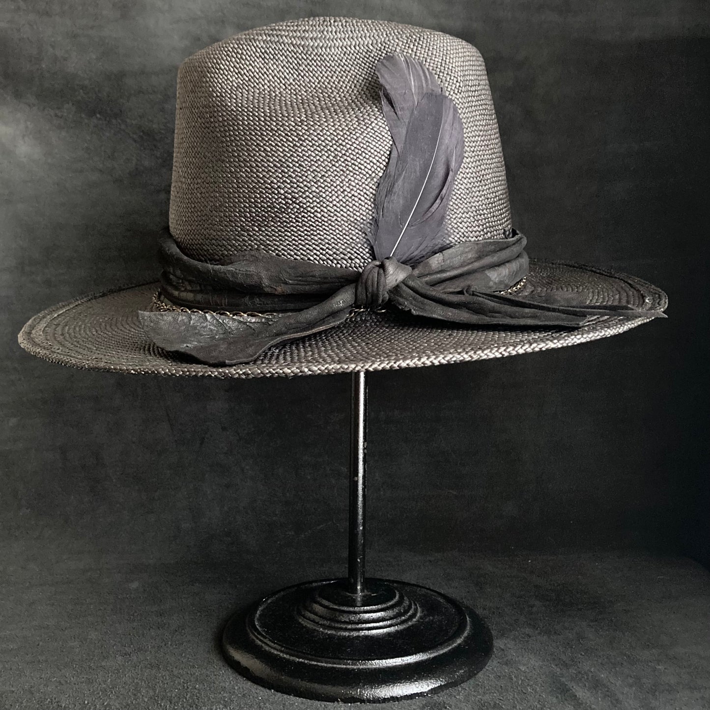 Black brave western panama hat