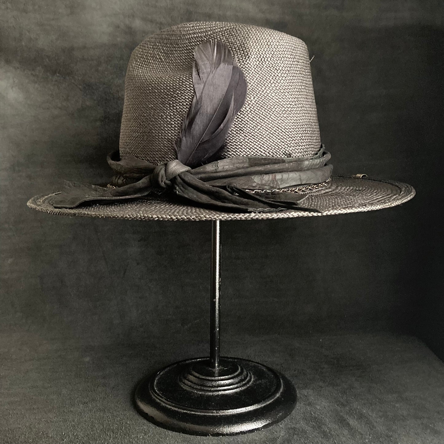 Black brave western panama hat