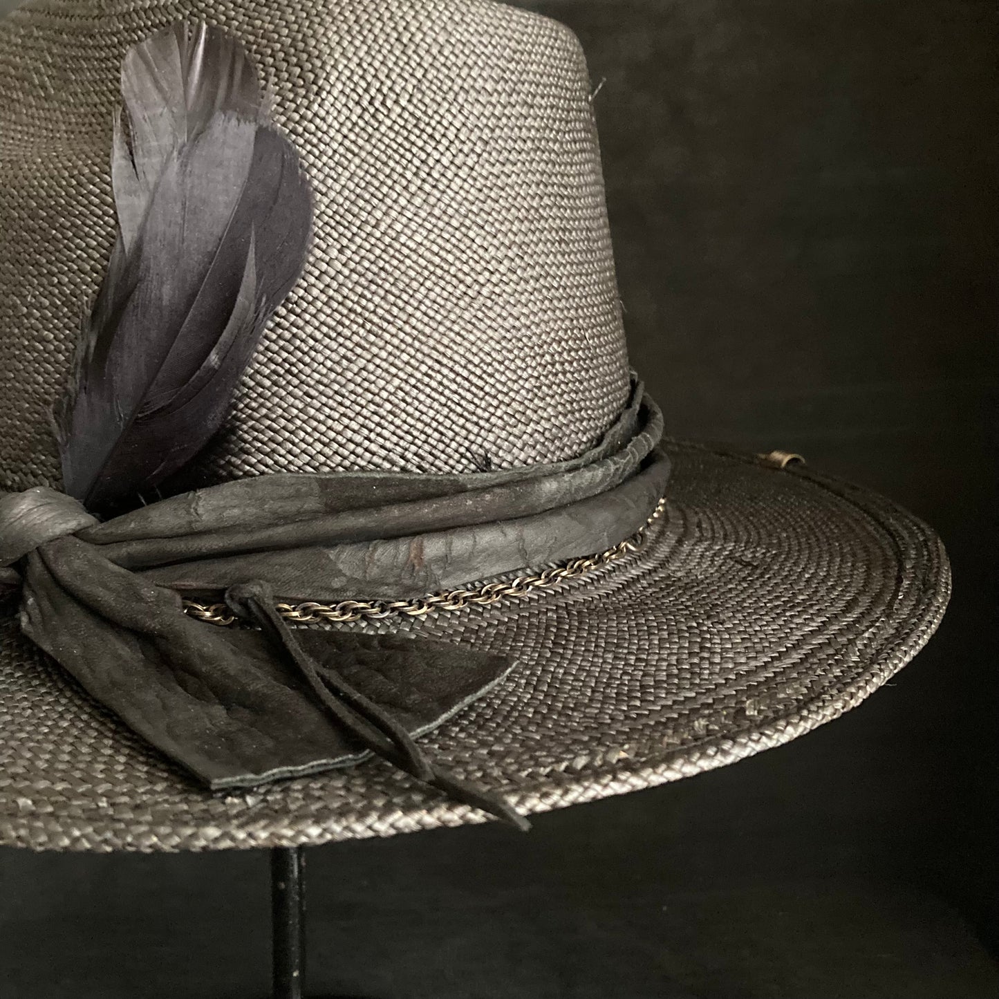 Black brave western panama hat