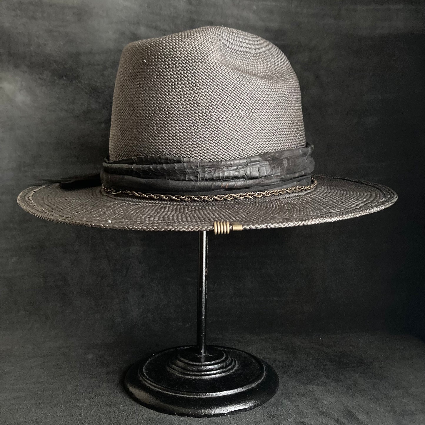 Black brave western panama hat