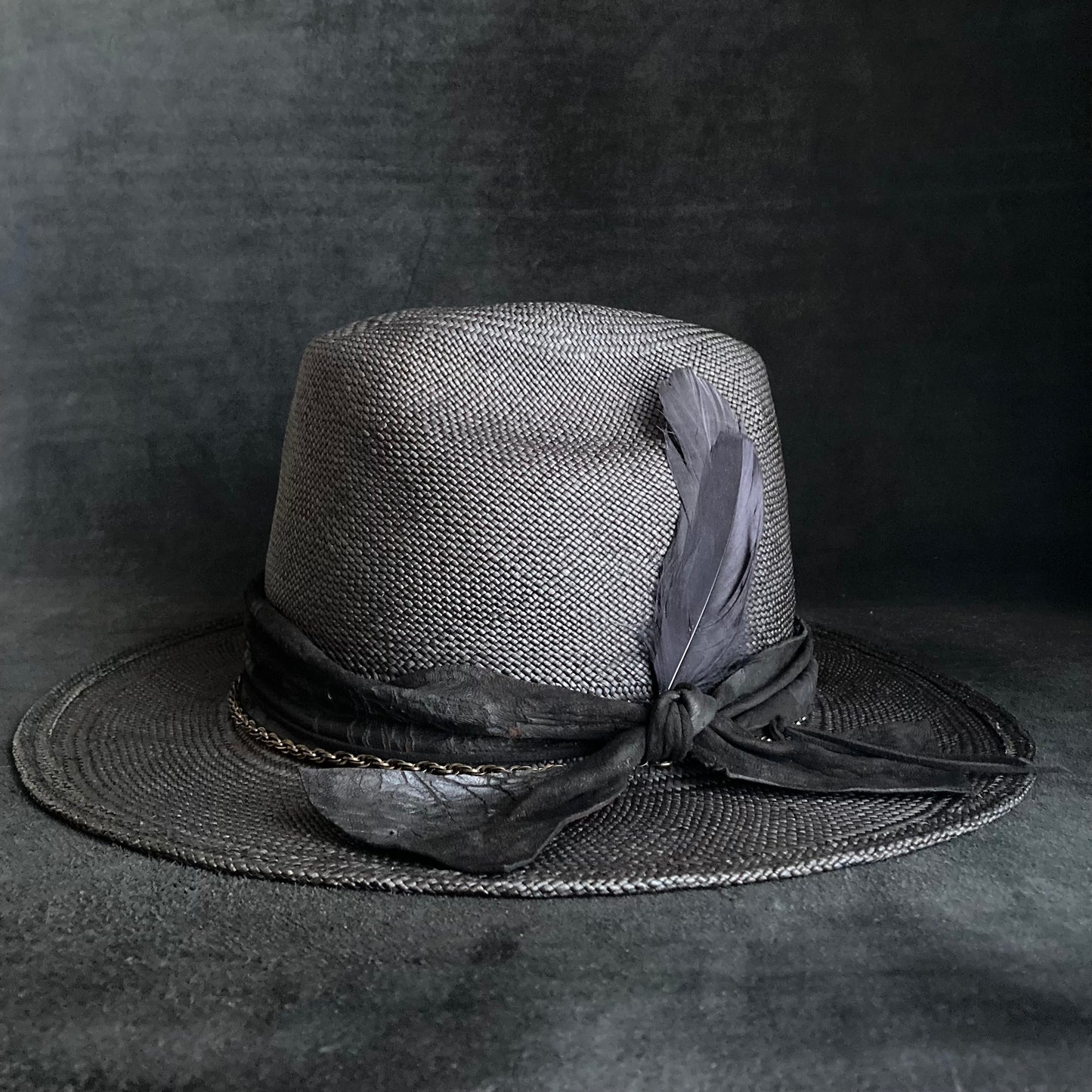 Black brave western panama hat