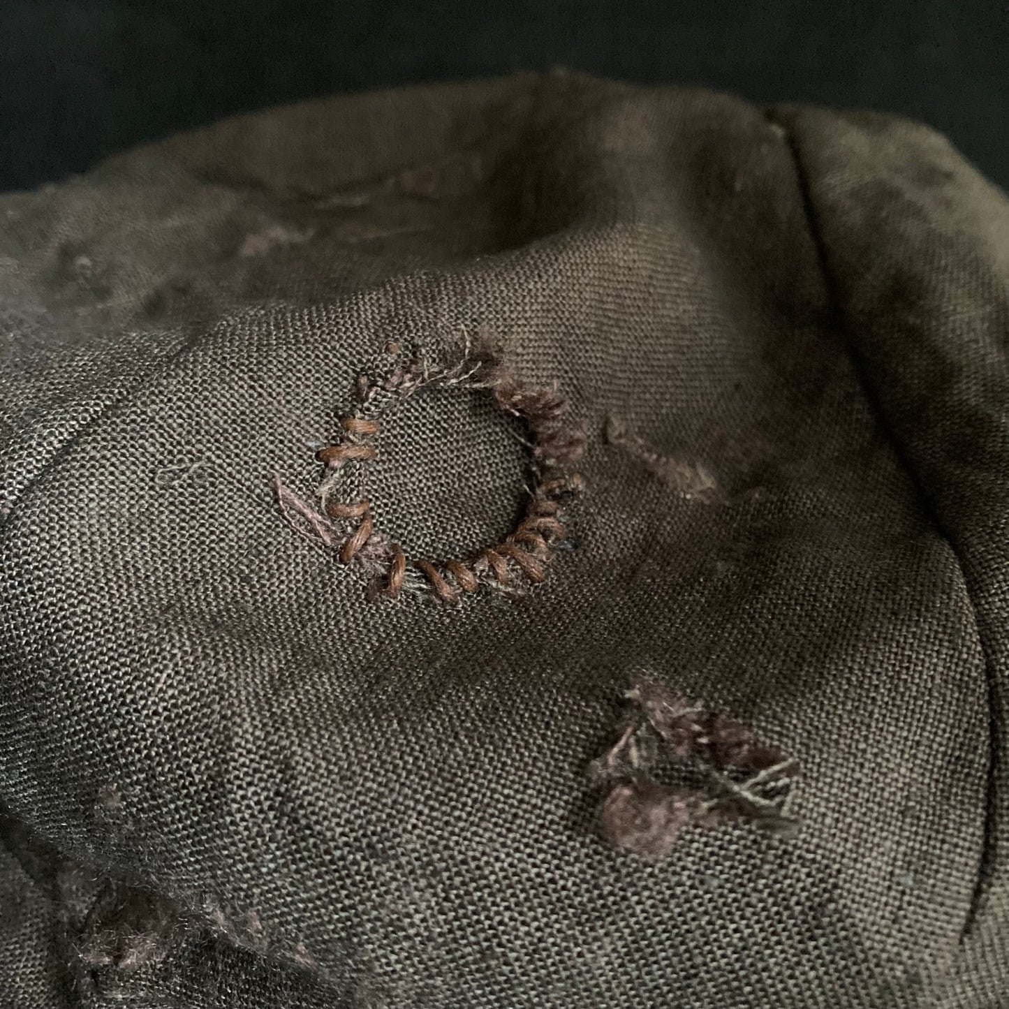 Brown khaki linen damage  casquette(brim core)