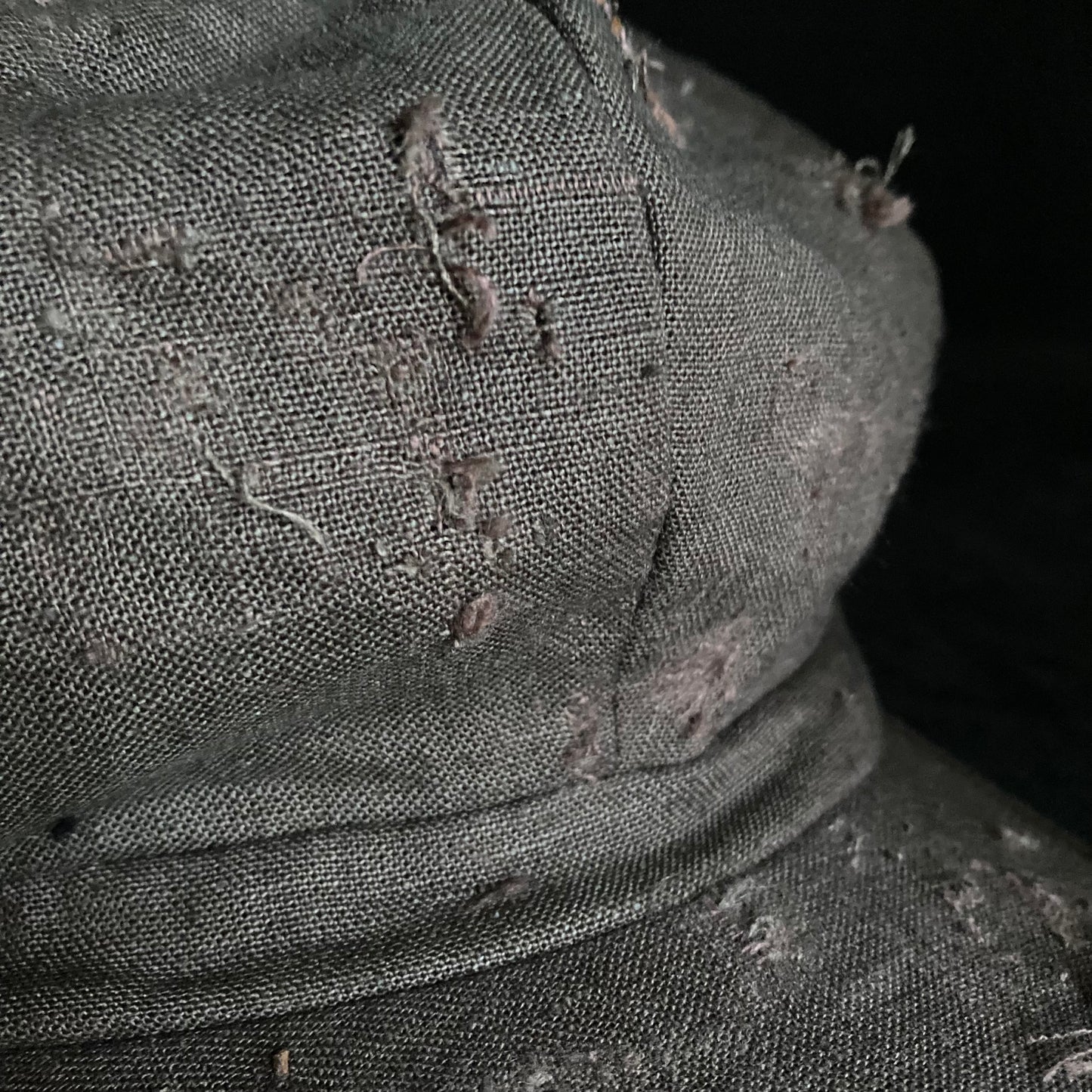 Brown khaki linen damage  casquette(brim core)