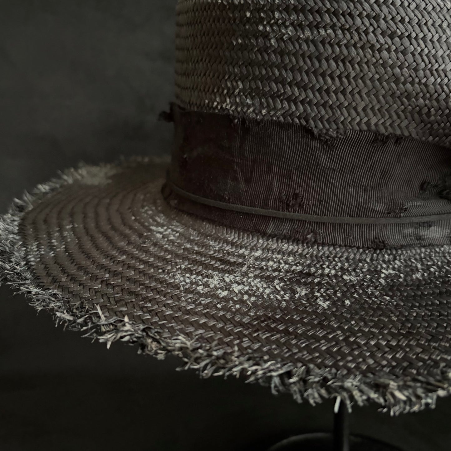 Night bird black flat panama hat