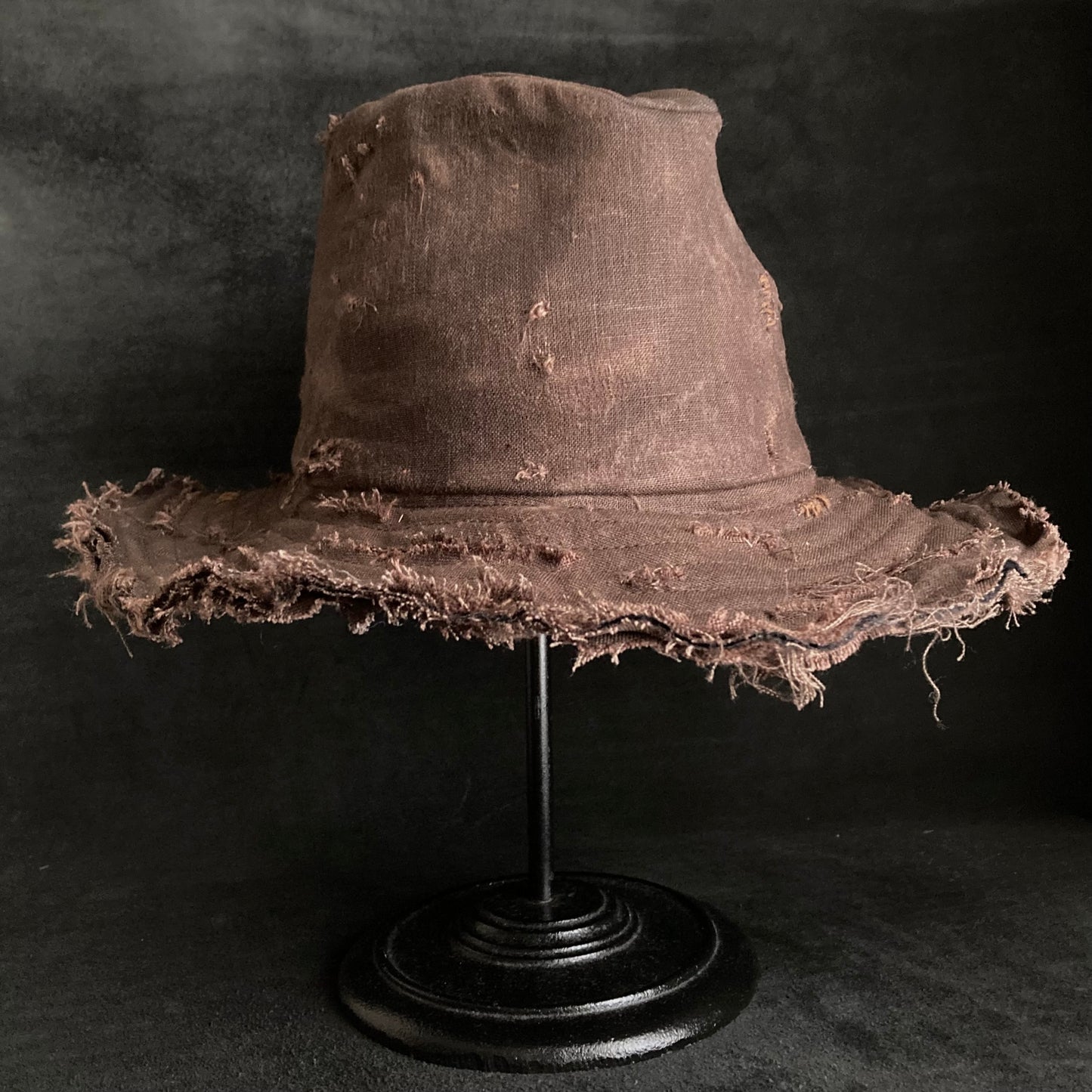 Mura brown  linen damage dirt  fedora hat