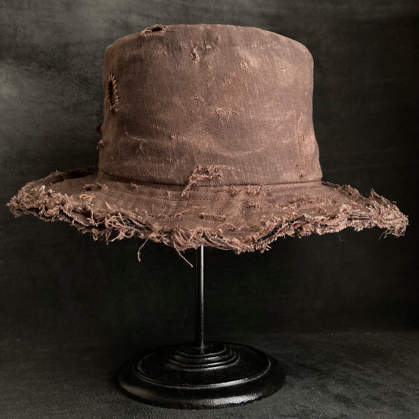 Mura brown  linen damage dirt  fedora hat