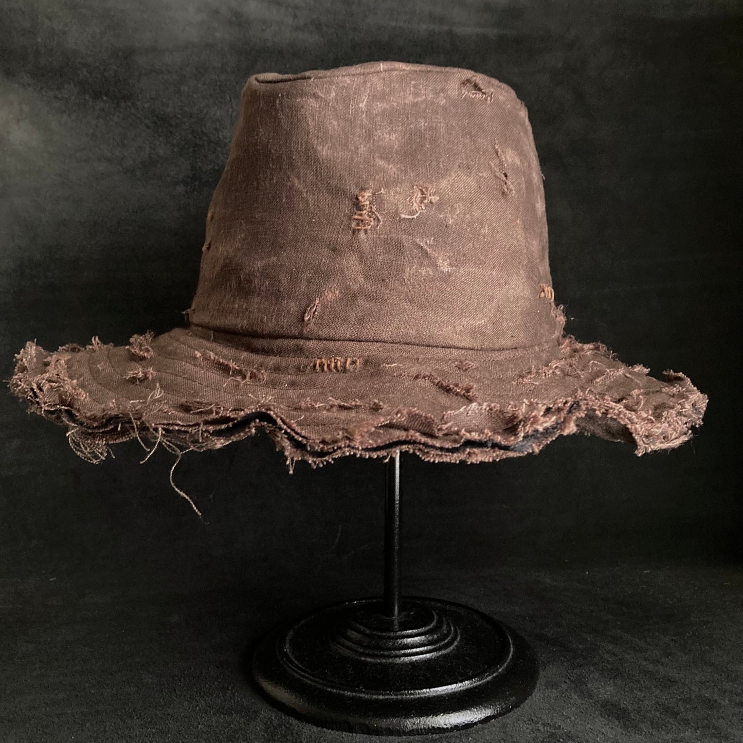 Mura brown  linen damage dirt  fedora hat