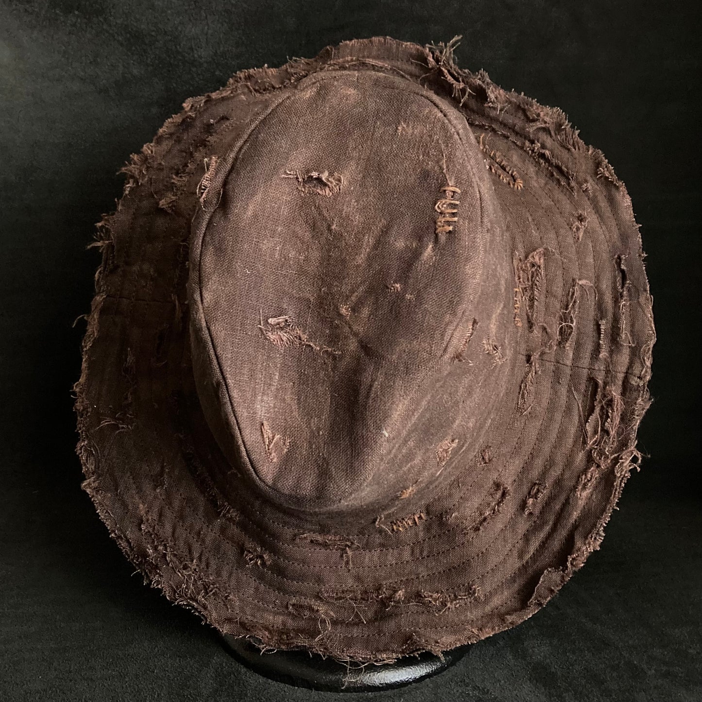 Mura brown  linen damage dirt  fedora hat