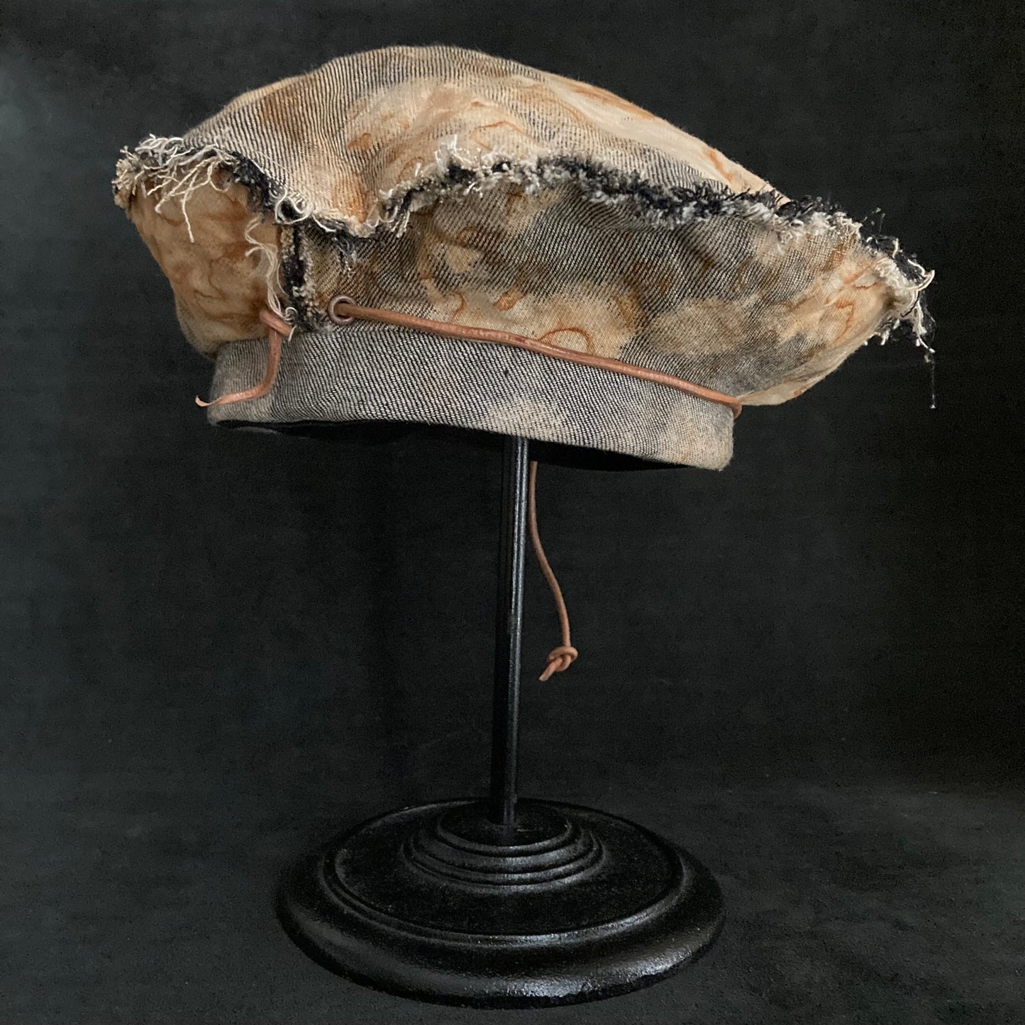 Rust dyed denim  beret