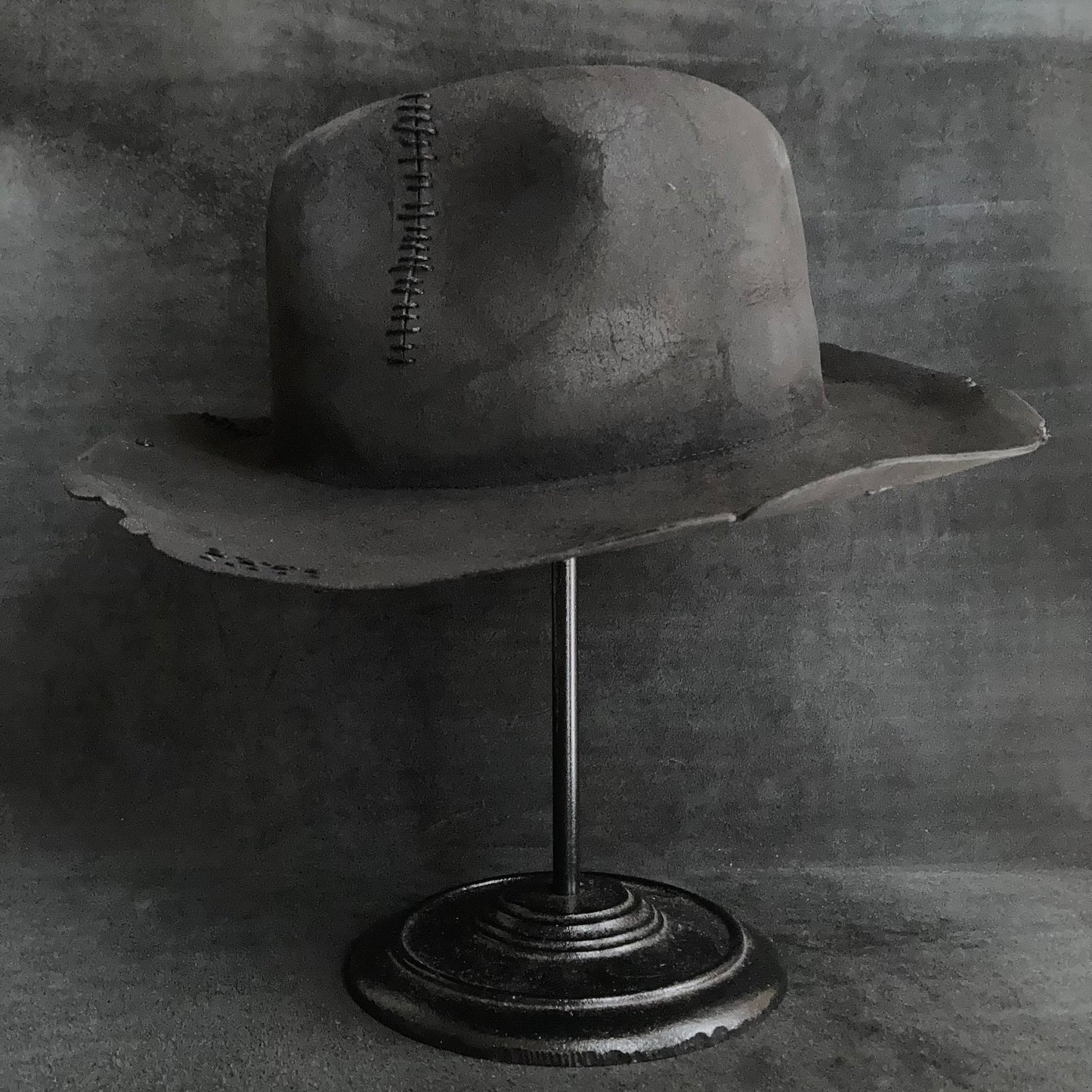 Charcoal wax stitch fedora hat