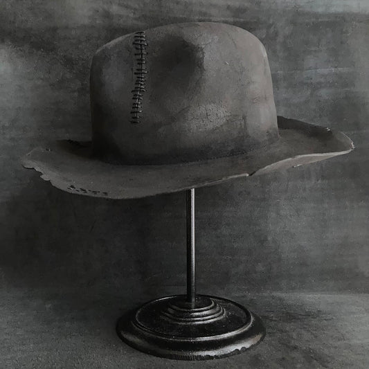 Charcoal wax stitch fedora hat