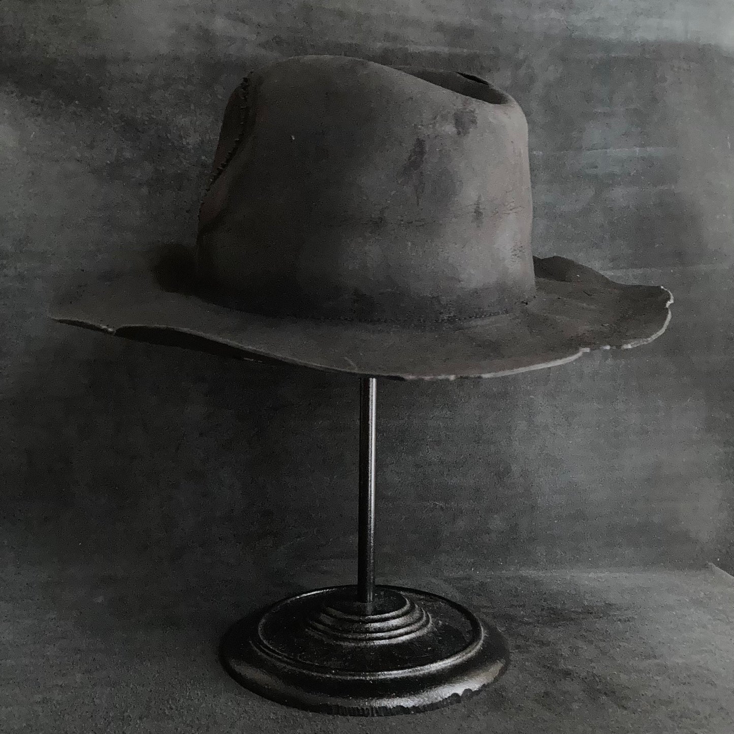 Charcoal wax stitch fedora hat