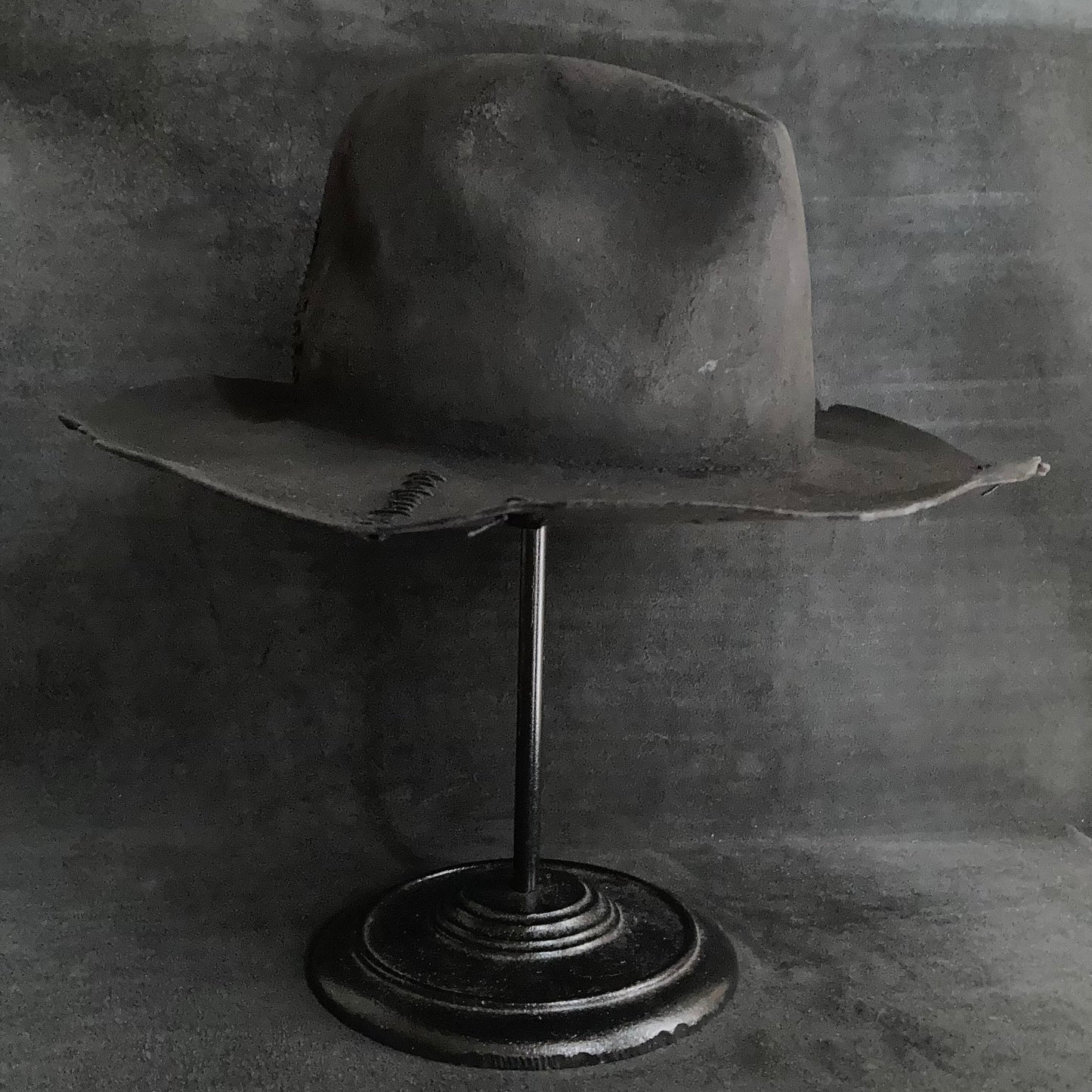 Charcoal wax stitch fedora hat