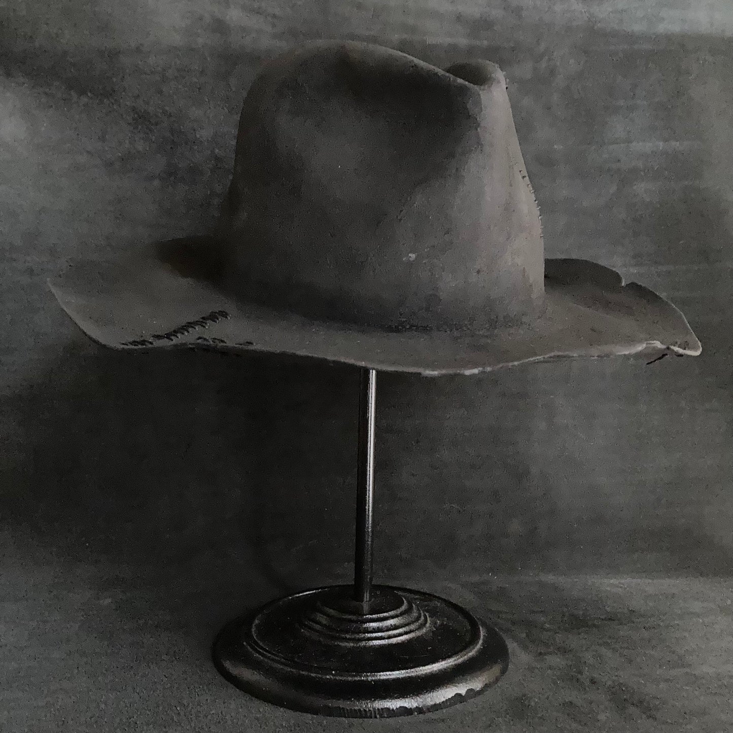 Charcoal wax stitch fedora hat