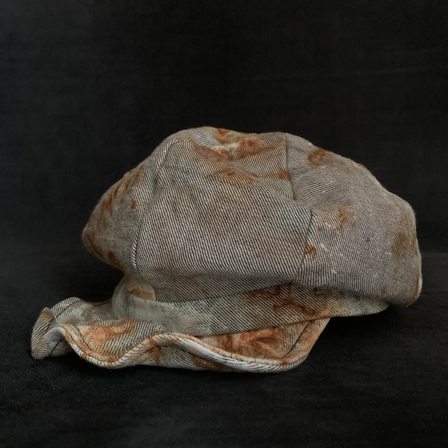 Rust dyed reverse denim casquette