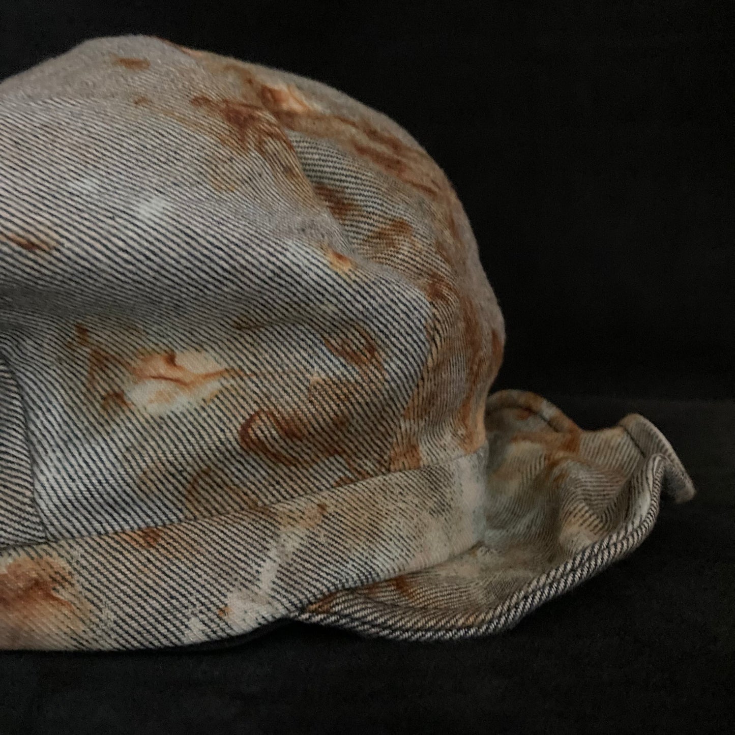 Rust dyed reverse denim casquette