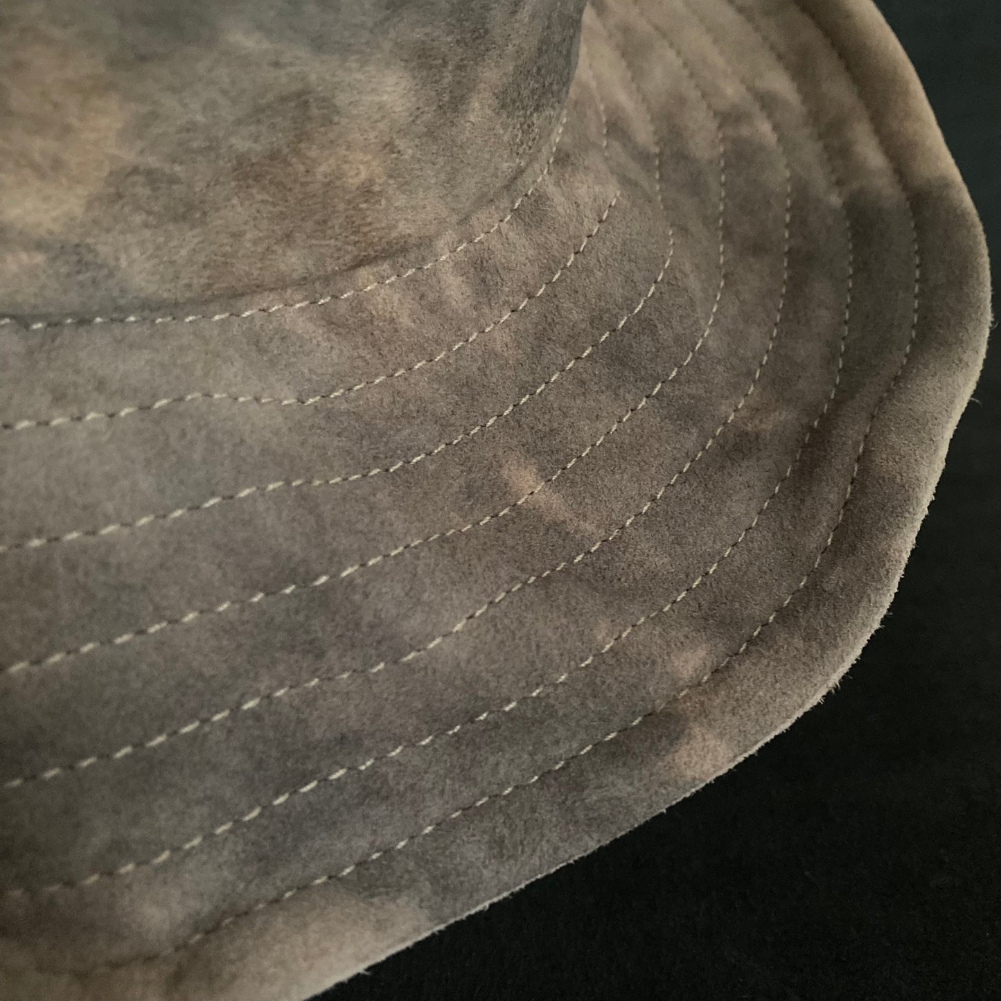 Cloudy sand color leather bucket hat