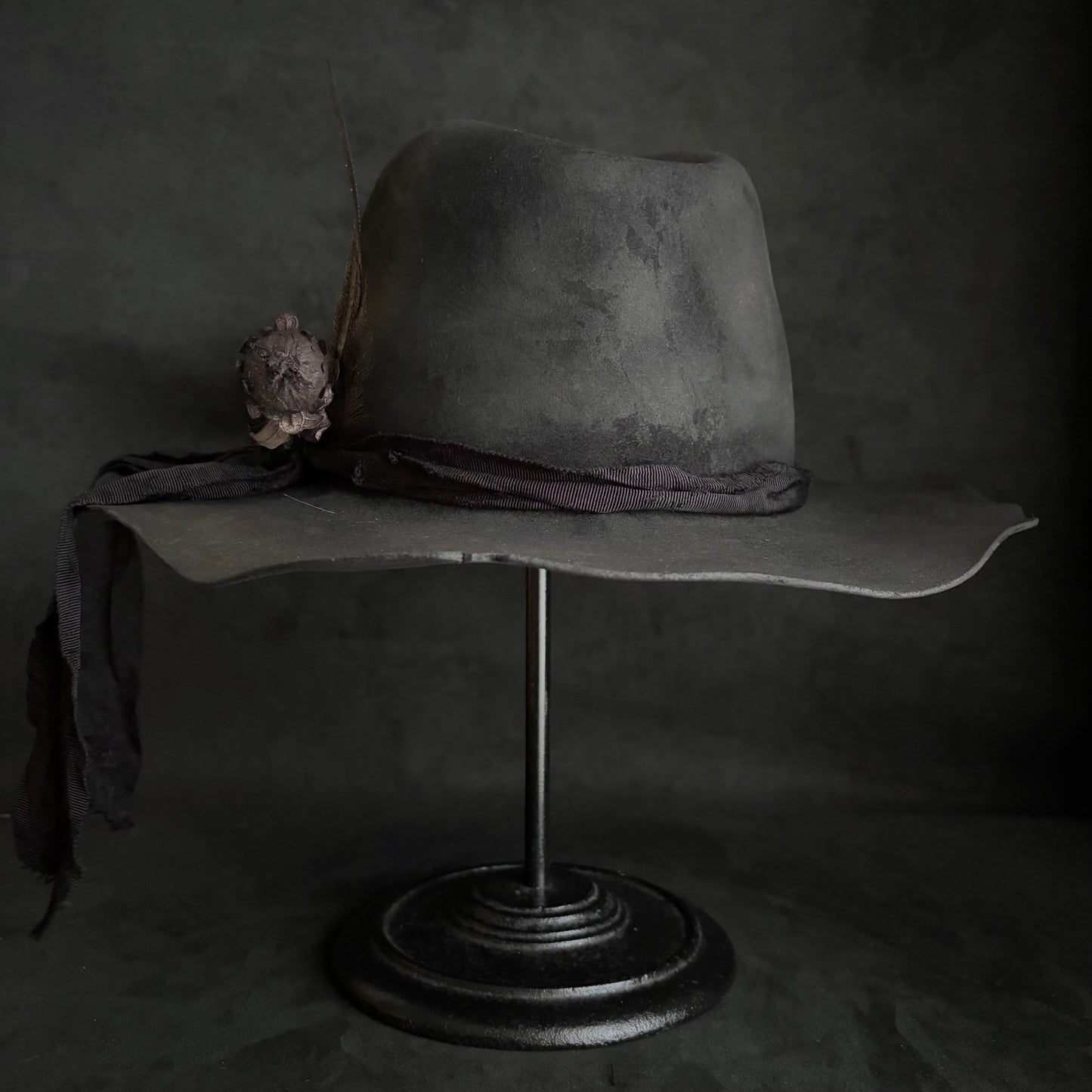 Fade ash burned fedora hat