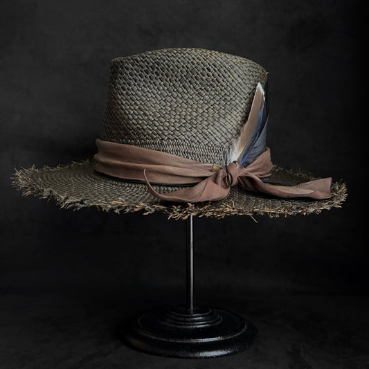 Black tribe grass fedora hat