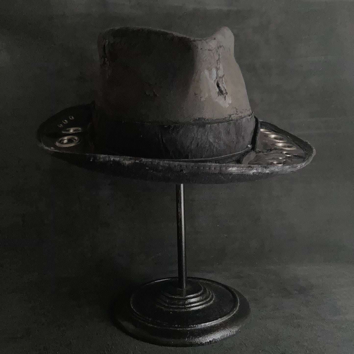 [ Takamiya Shohei × triangles hat ] Charcoal eyelet fedora hat