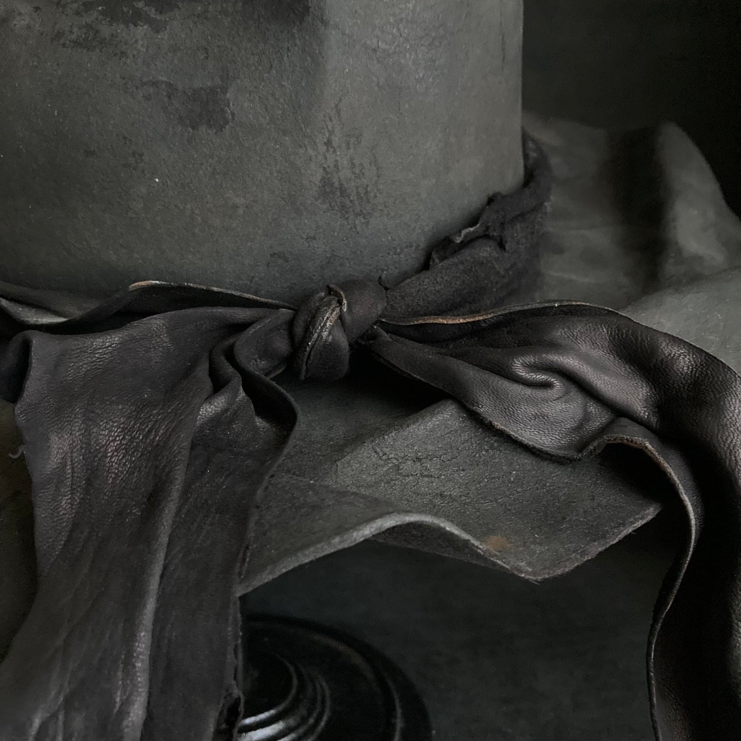 Charcoal bellows brim fedora hat