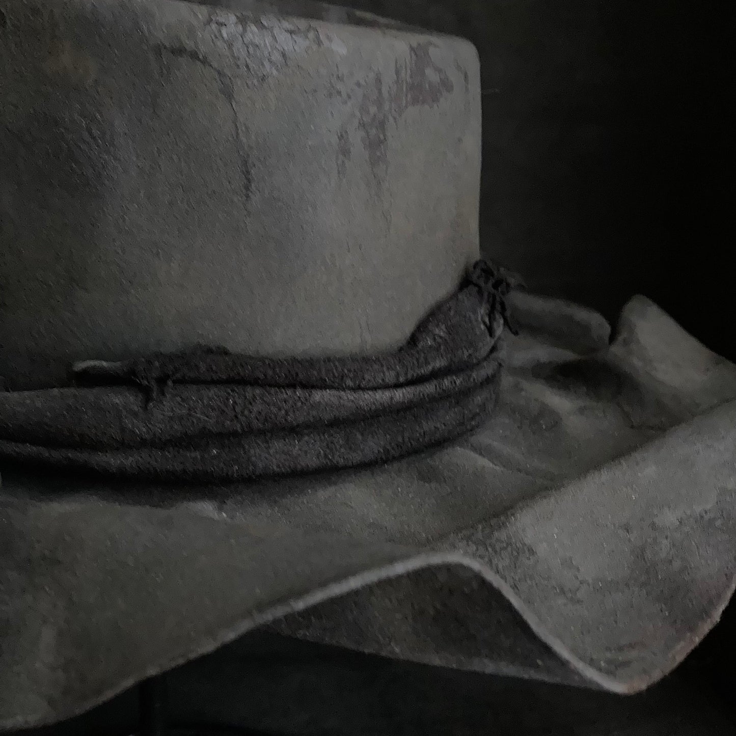 Charcoal bellows brim fedora hat