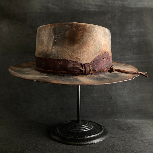 Ladder navy burned fedora hat