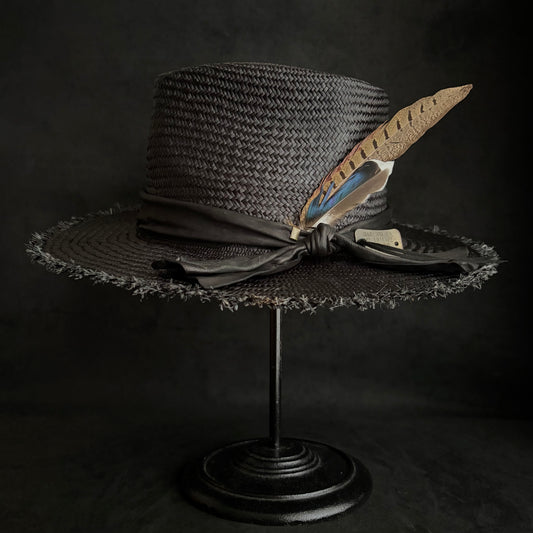 Stray black fedora panama hat