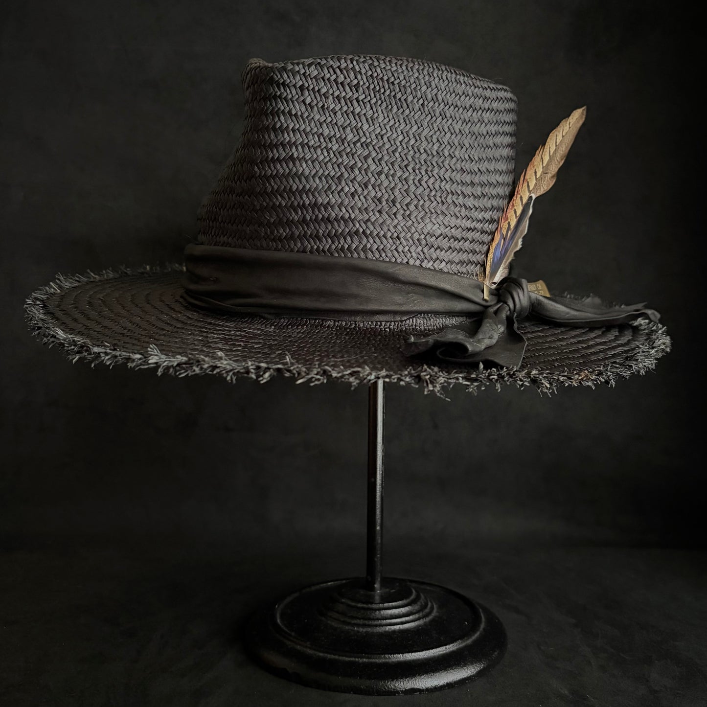 Stray black fedora panama hat