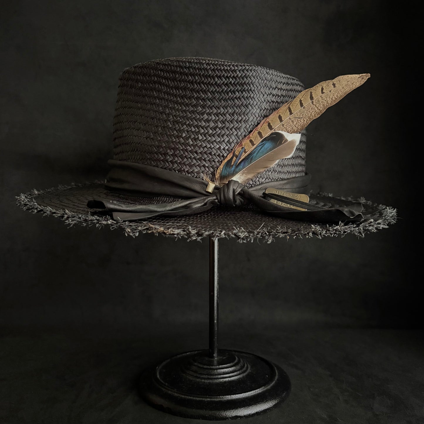 Stray black fedora panama hat