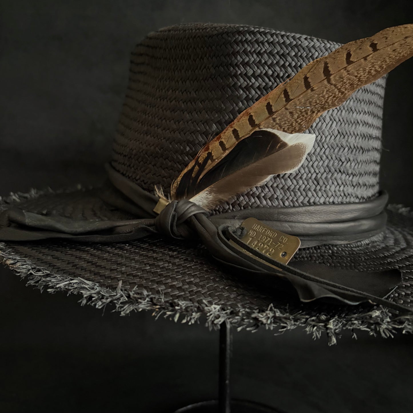 Stray black fedora panama hat