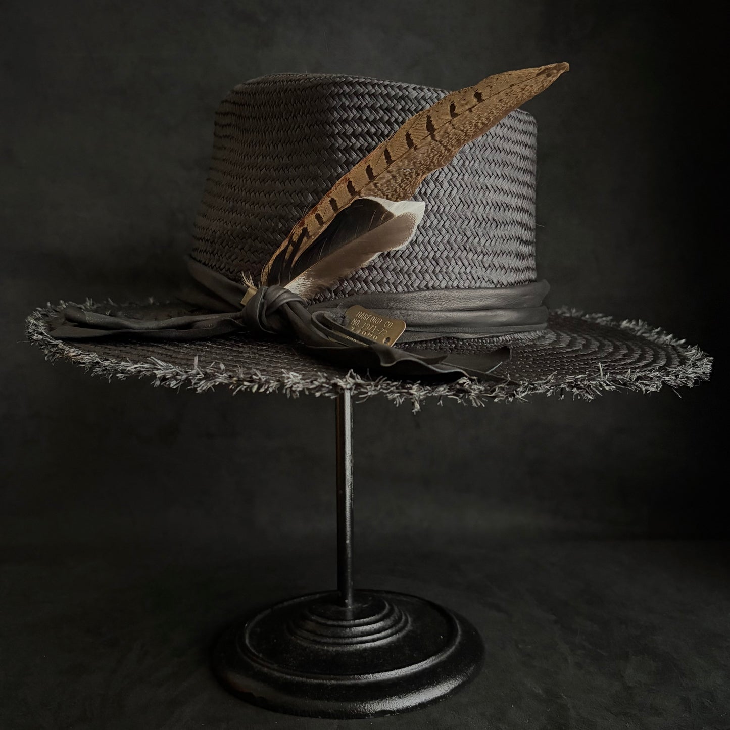 Stray black fedora panama hat