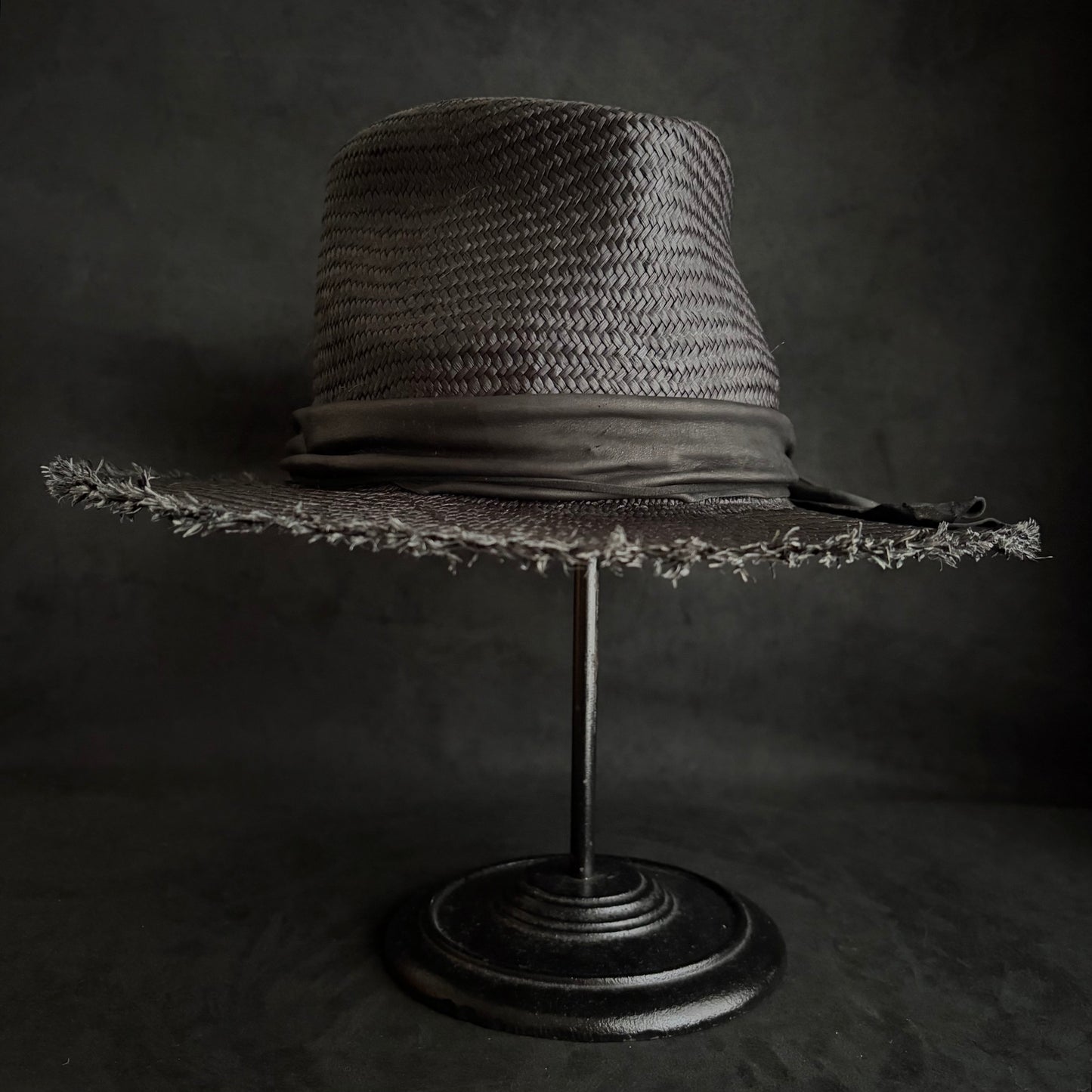 Stray black fedora panama hat