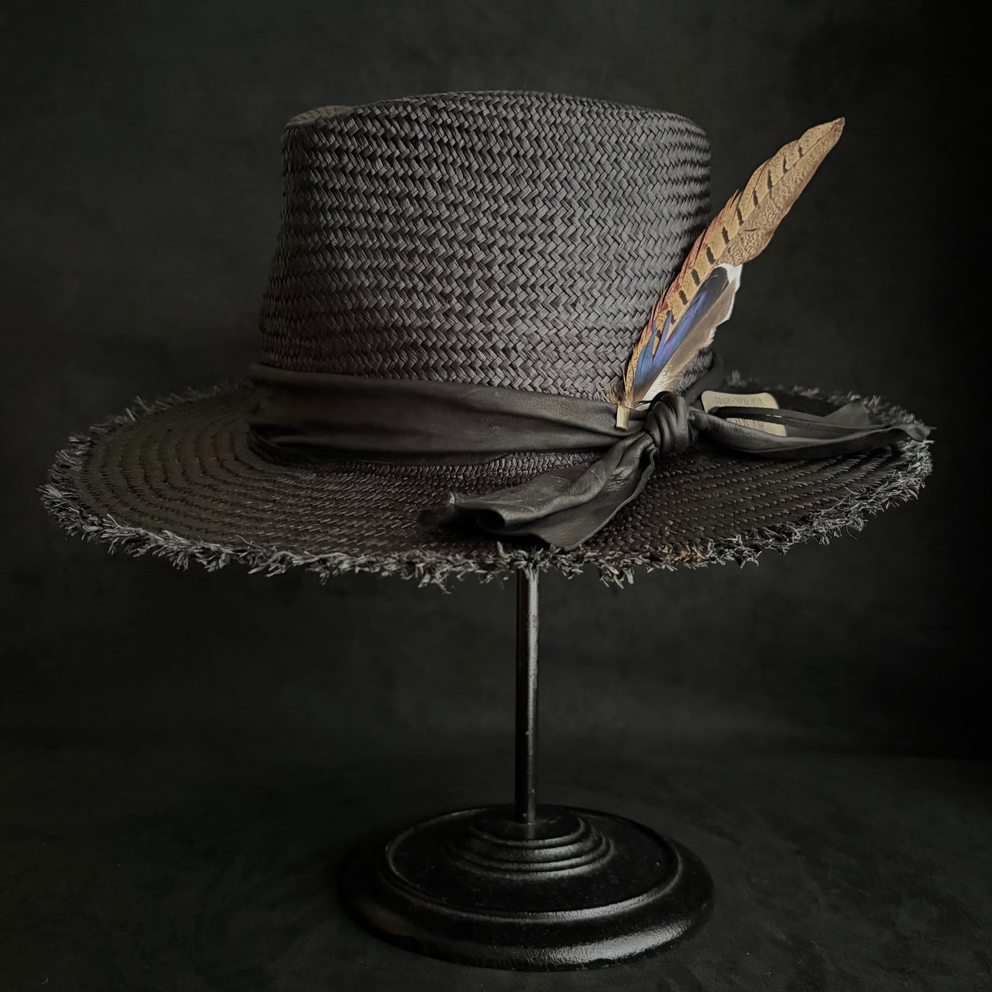 Stray black fedora panama hat