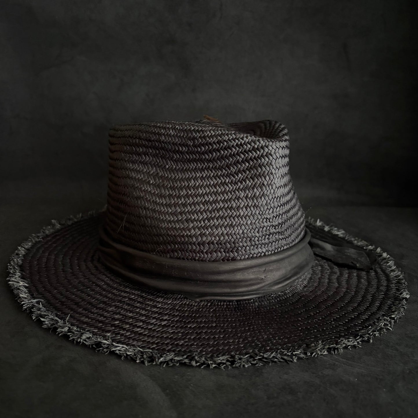 Stray black fedora panama hat
